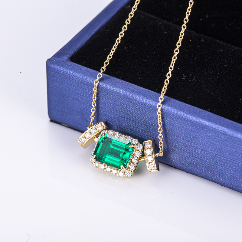 Messi Alahas - Messi Alahas MSN-530 18k Gold Women Custom Fashion 7*9mm Paghimo Emerald Necklace Lab Gibuhat Emerald Alahas 10