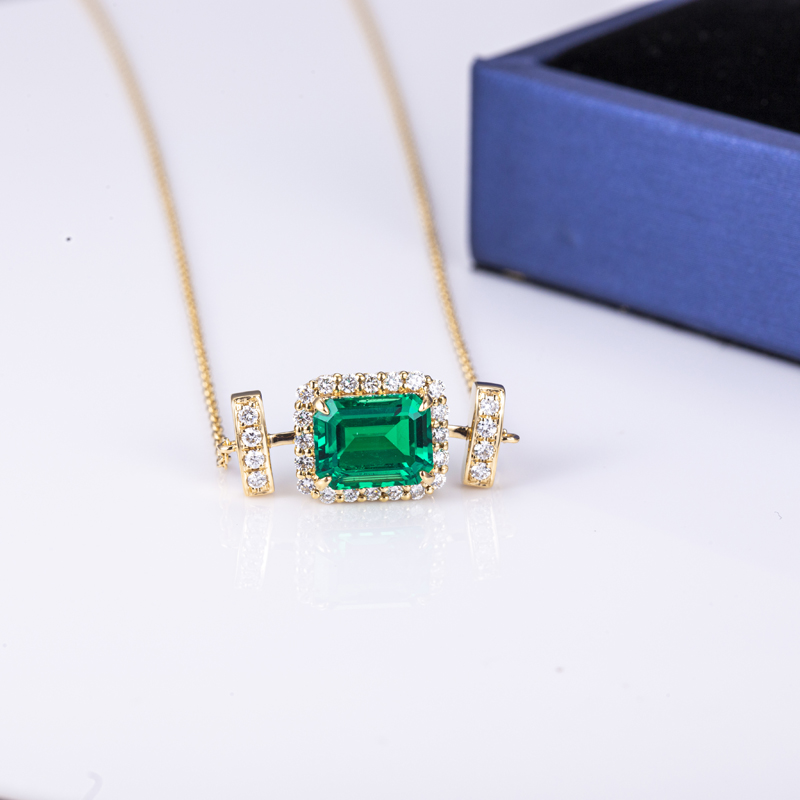 Messi Alahas - Messi Alahas MSN-530 18k Gold Women Custom Fashion 7*9mm Paghimo Emerald Necklace Lab Gibuhat Emerald Alahas 12