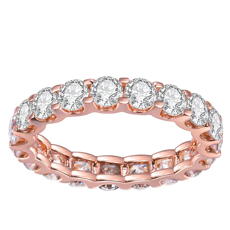 Rose Gold Moissanite Wedding Band - Messi Gems 10k 7