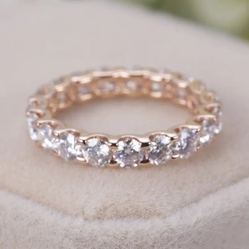 Rose Gold Moissanite Wedding Band - Messi Gems 10k 3