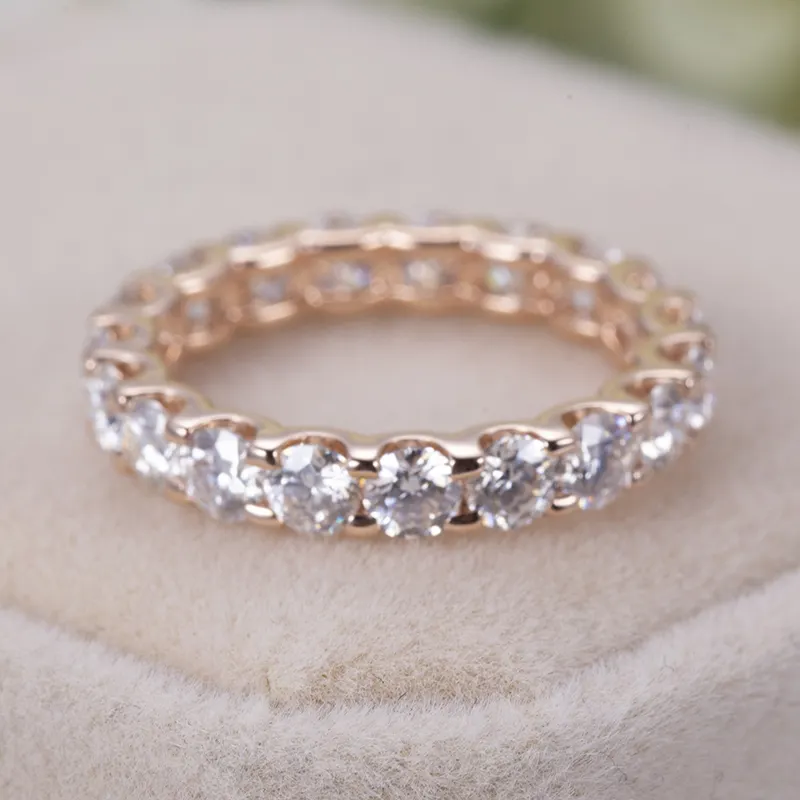 Rose Gold Moissanite Wedding Band - Messi Gems 10k 3