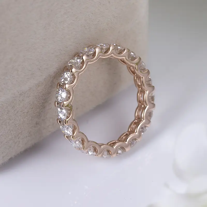 Rose Gold Moissanite Wedding Band - Messi Gems 10k 2