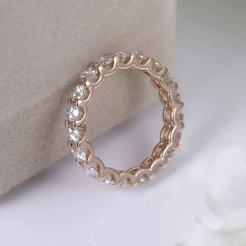 Rose Gold Moissanite Wedding Band - Messi Gems 10k 2