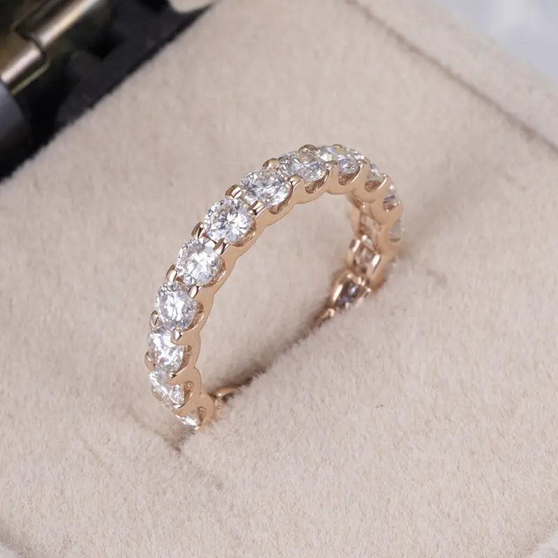 Rose Gold Moissanite Wedding Band - Messi Gems 10k 5