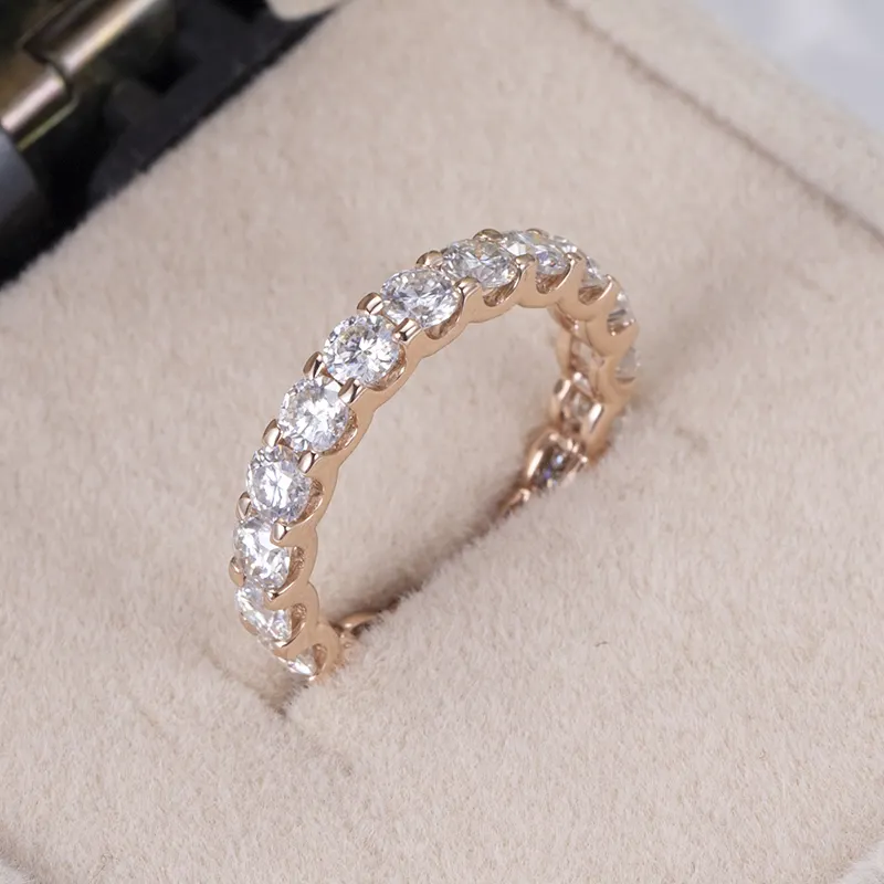 Rose Gold Moissanite Wedding Band - Messi Gems 10k 5