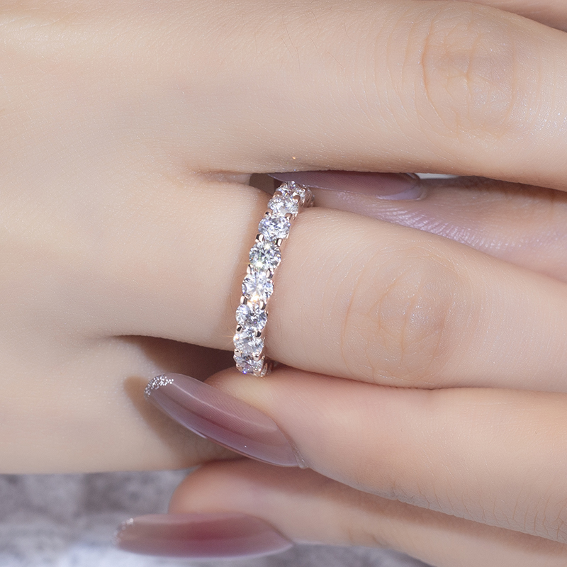 Barang Kemas Messi - Permata Messi 10k Rose gold melee moissanite cincin berlian cincin cincin perkahwinan klasik 10