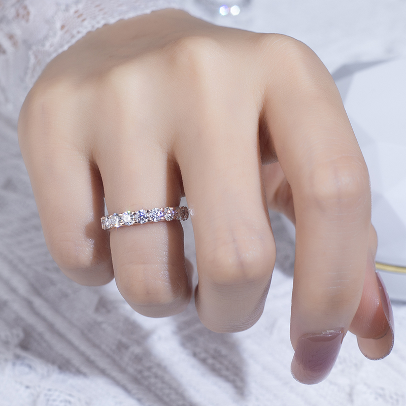 Barang Kemas Messi - Permata Messi 10k Rose gold melee moissanite cincin berlian cincin cincin perkahwinan klasik 9