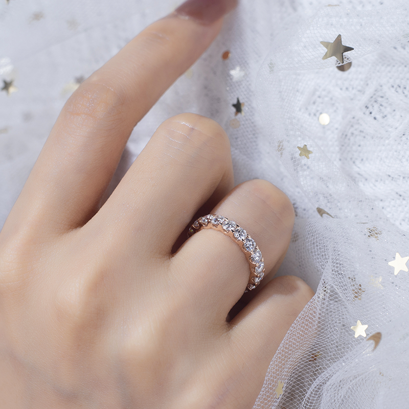 Barang Kemas Messi - Permata Messi 10k Rose gold melee moissanite cincin berlian cincin cincin perkahwinan klasik 12