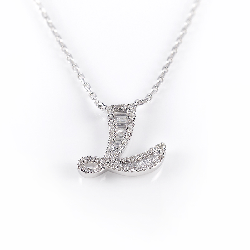 Messi Alahas - Messi Alahas ngalan personalized letra L mga kwintas alahas 18k bulawan natural nga diamante kwintas Custom Alahas 8