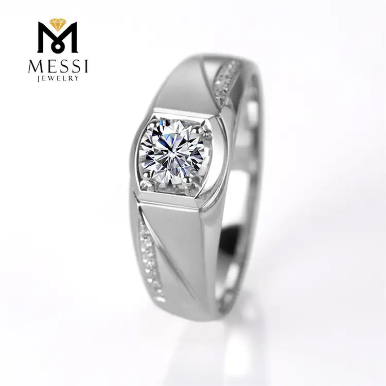 Messi Jewelry - Messi Jewelry Classic 1 Carat VVS DEF diamond ring 14k 18k white gold engagement wedding CVD synthetic moissanite ring for men Men Rings 1