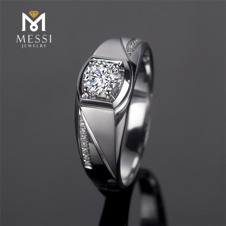 Messi Jewelry - Messi Jewelry Classic 1 Carat VVS DEF diamond ring 14k 18k white gold engagement wedding CVD synthetic moissanite ring for men Men Rings 14