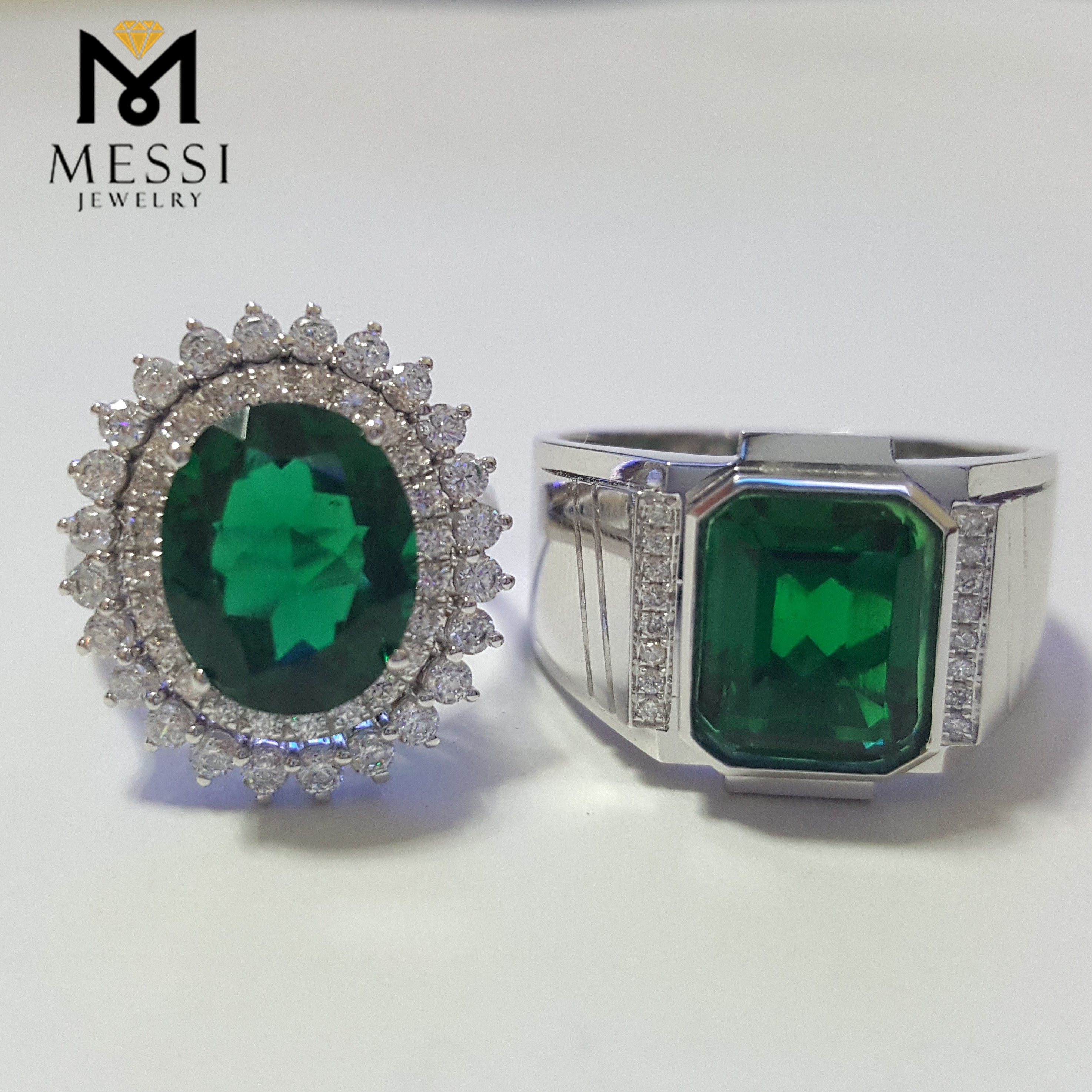 메시 보석 - 메시 보석류 에메랄드 반지 보석 태양 꽃 모양 여성 반지 14K 18K 골드 보석류 도매 실험실 제작 에메랄드 보석 9