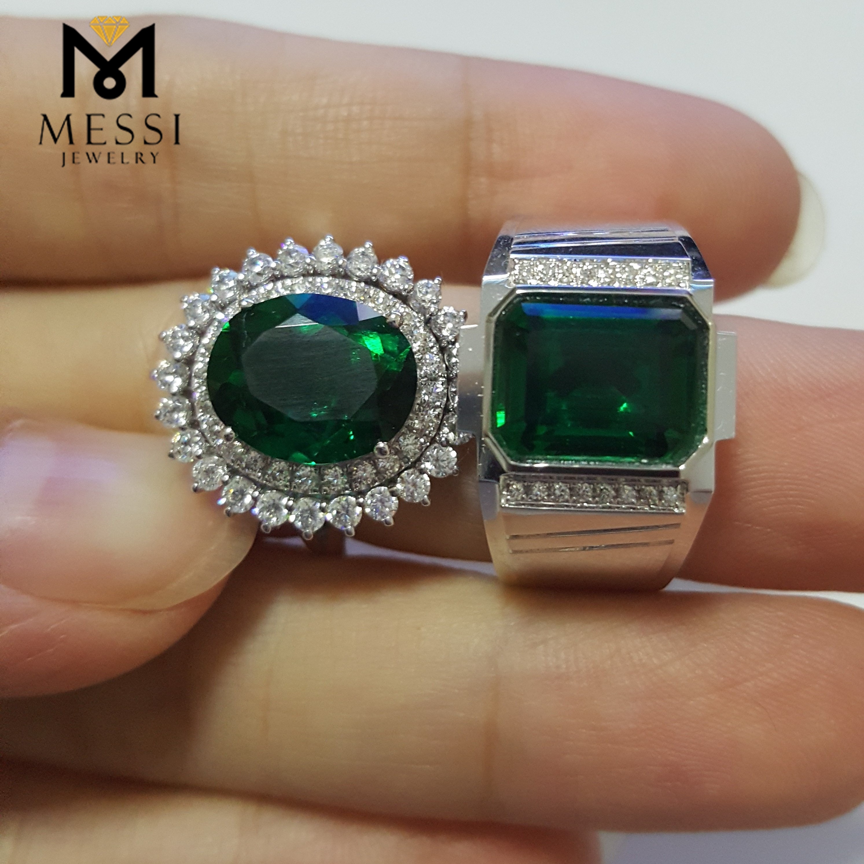메시 보석 - 메시 보석류 에메랄드 반지 보석 태양 꽃 모양 여성 반지 14K 18K 골드 보석류 도매 실험실 제작 에메랄드 보석 10