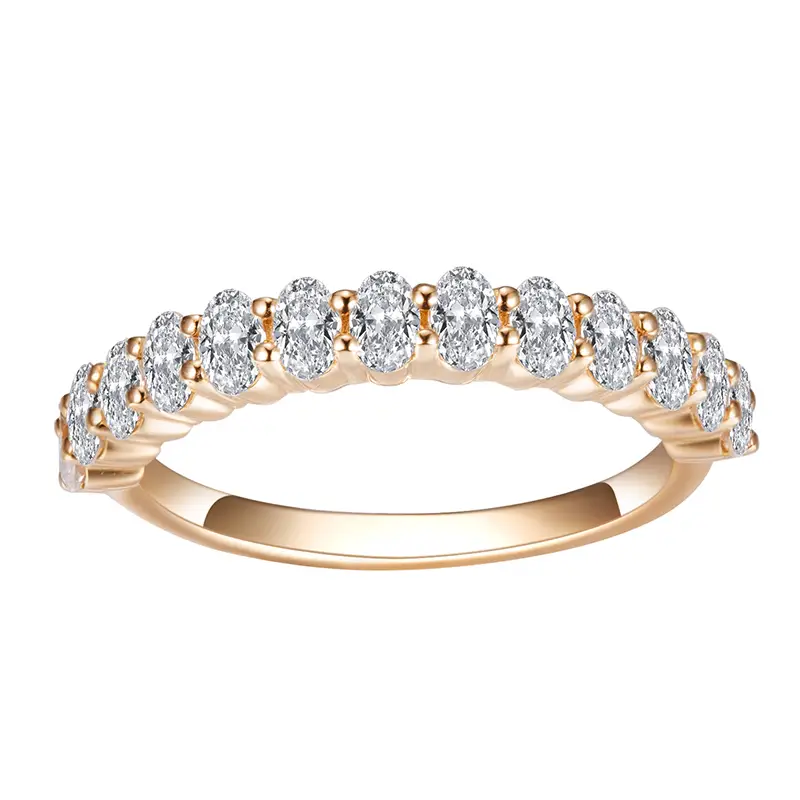 Gioielli Messi - Messi Gems MS -498 mezza eternità 14k giallo ovalo ovalo anello moissanite oro moissanite oro 1