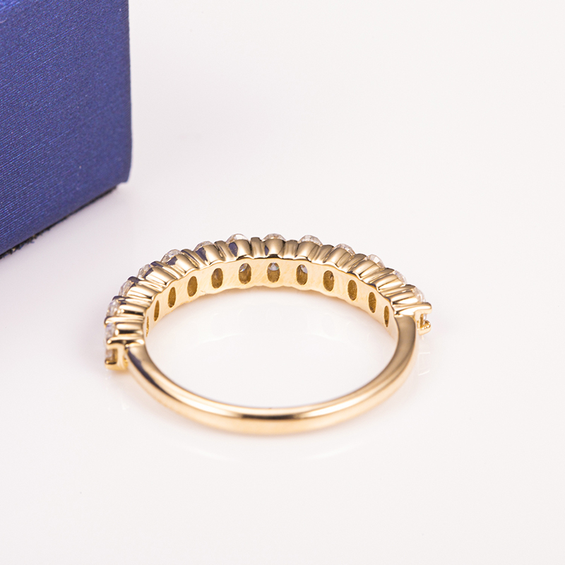 Messi Alahas - Messi Gems MS-498 Half Eternity 14K Yellow Gold Oval cut Moissanite Ring Moissanite Gold Alahas 10