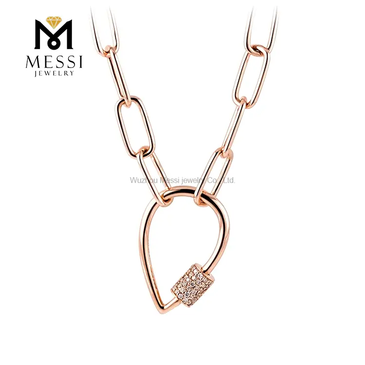 Messi Jewelry - customized design hot sale 2020 14k 18k gold white yellow rose with lab grown diamonds link gold necklace Custom Jewelry 1