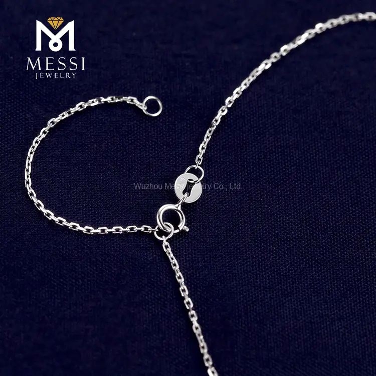 Messi 18k White Gold Heart Shape Moissanite Necklace 5