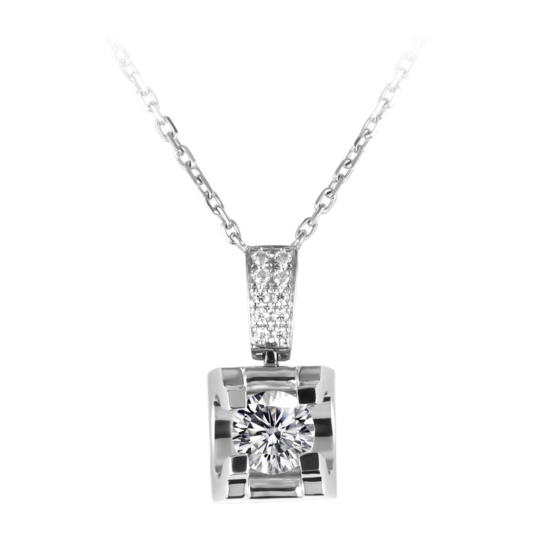 Barang Kemas Messi - Kalung Untuk Wanita Hadiah Perhiasan Pesta putih Micro bertatahkan kepala lembu Kalung Kalung Pertunangan Damar Perkahwinan 8