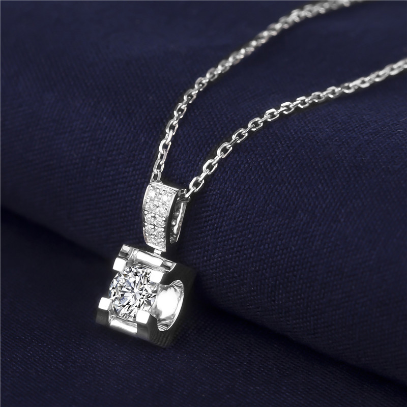 Barang Kemas Messi - Kalung Untuk Wanita Hadiah Perhiasan Pesta putih Micro bertatahkan kepala lembu Kalung Kalung Pertunangan Damar Perkahwinan 10