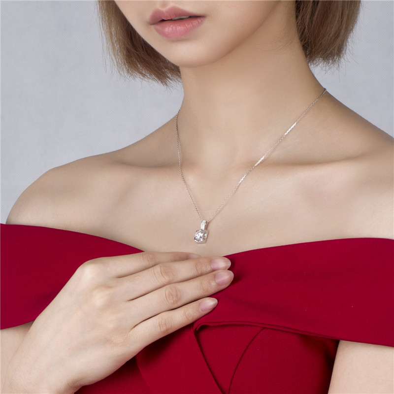 Barang Kemas Messi - Kalung Untuk Wanita Hadiah Perhiasan Pesta putih Micro bertatahkan kepala lembu Kalung Kalung Pertunangan Damar Perkahwinan 13