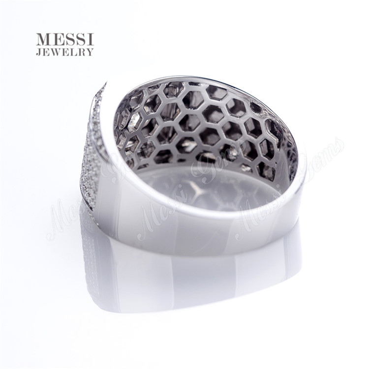 Jóias Messi - Jóias Messi 1 Carat VVs Def Definir Synthetic Diamond noivado Casamento 14k/18k branco Real Moissanite Men Ring Lab criado por jóias de esmeralda 8