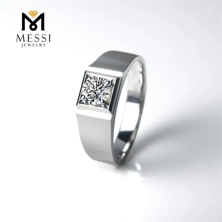 Messi Jewelry - Messi Jewelry Messi Gems 1 carati vvs def diamond moissanite uomini anelli 14k 18k gold oro gold anello nuziale anelli sintetici anelli da uomo sintetico 1