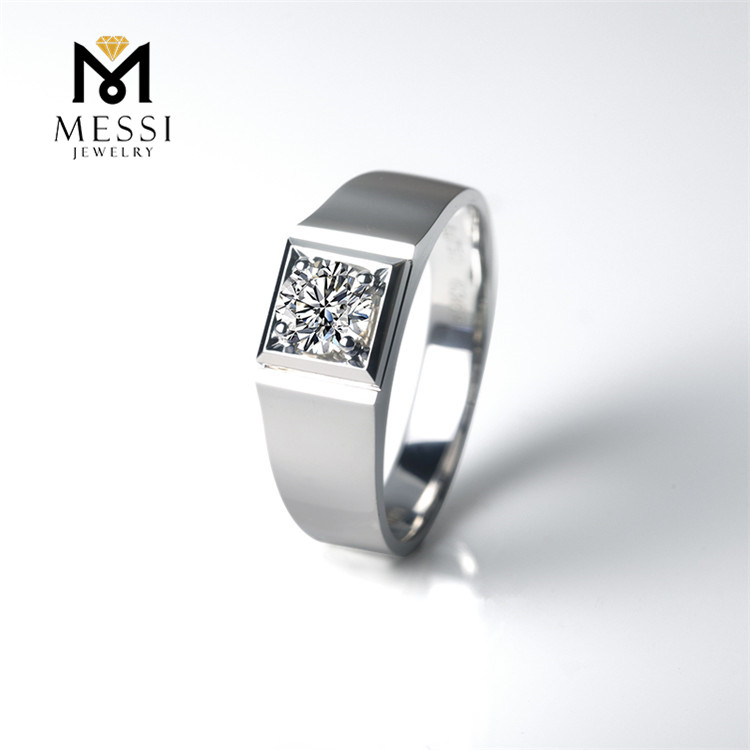 Messi Alahas - Messi Alahas Mga hiyas sa Messi 1 Carat VVS DEF diamante moissanite nga mga lalaki nga singsing 14k 18k puti nga bulawan nga engagement nga singsing sa kasal nga sintetikong mga Lalaki nga Singsing 12