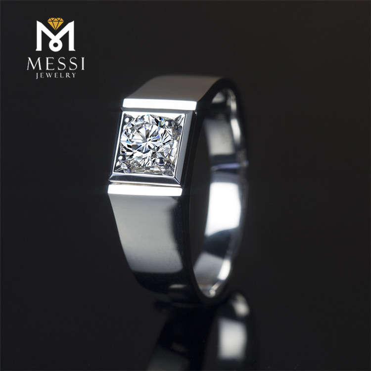 Messi Alahas - Messi Alahas Mga hiyas sa Messi 1 Carat VVS DEF diamante moissanite nga mga lalaki nga singsing 14k 18k puti nga bulawan nga engagement nga singsing sa kasal nga sintetikong mga Lalaki nga Singsing 18