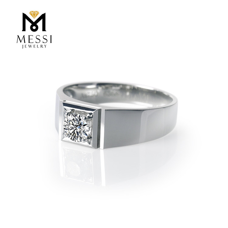 Messi Alahas - Messi Alahas Mga hiyas sa Messi 1 Carat VVS DEF diamante moissanite nga mga lalaki nga singsing 14k 18k puti nga bulawan nga engagement nga singsing sa kasal nga sintetikong mga Lalaki nga Singsing 8