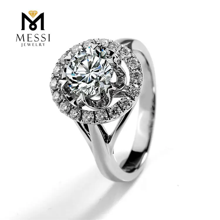 Gioielli Messi - Gioielli Messi 1CT Anelli di moissanite Oro bianco 14K 18K Anelli di moissanite per matrimonio gioielli in oro moissanite 1
