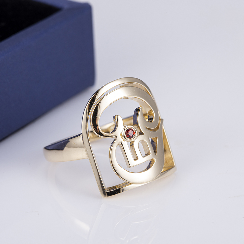 Messi Jewelry - MS-489 14k Yellow Gold Created Garnet Jewelry Punch Set Customized Ring Custom Jewelry 10