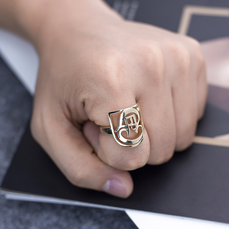 Messi Jewelry - MS-489 14k Yellow Gold Created Garnet Jewelry Punch Set Customized Ring Custom Jewelry 13