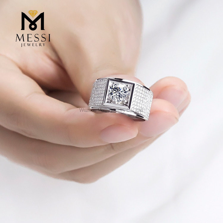 Messi Alahas - Messi Alahas moissanite lalaki singsing 18k puti nga bulawan 1ct 0.227ct/54pcs loose moissanite lalaki singsing para sa mga lalaki Lalaki singsing 20