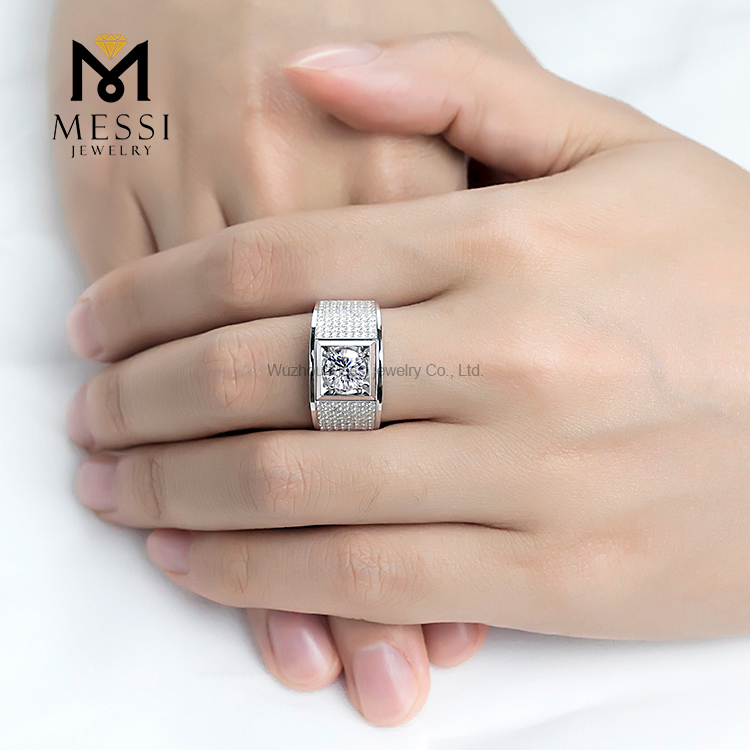 Messi Alahas - Messi Alahas moissanite lalaki singsing 18k puti nga bulawan 1ct 0.227ct/54pcs loose moissanite lalaki singsing para sa mga lalaki Lalaki singsing 18