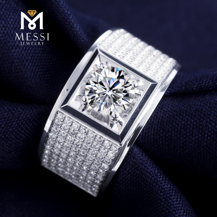 Messi Alahas - Messi Alahas moissanite lalaki singsing 18k puti nga bulawan 1ct 0.227ct/54pcs loose moissanite lalaki singsing para sa mga lalaki Lalaki singsing 10