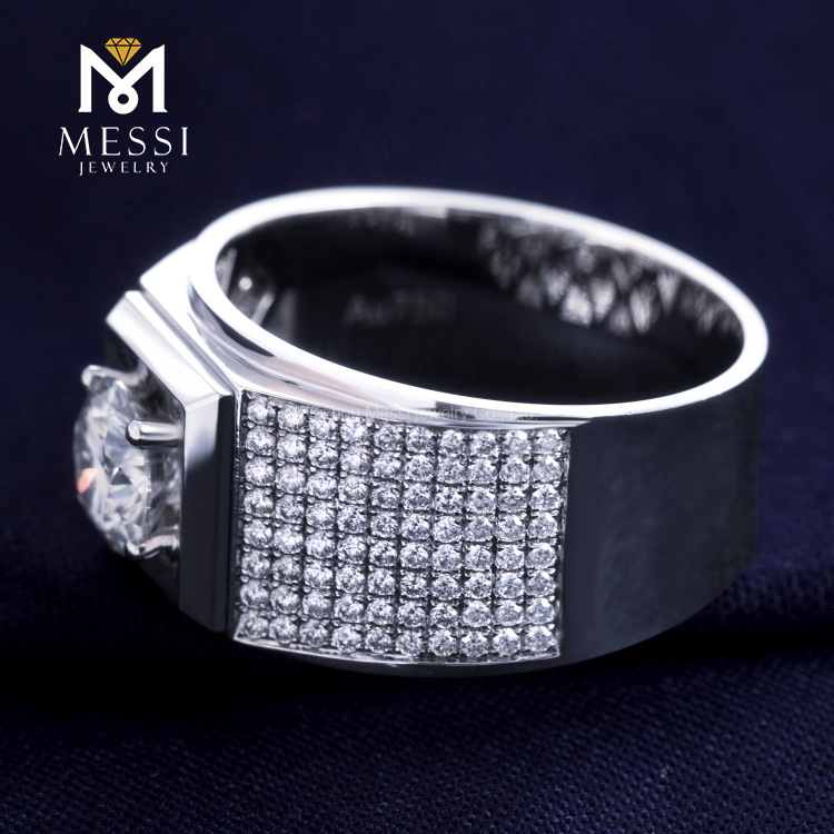Messi Alahas - Messi Alahas moissanite lalaki singsing 18k puti nga bulawan 1ct 0.227ct/54pcs loose moissanite lalaki singsing para sa mga lalaki Lalaki singsing 16