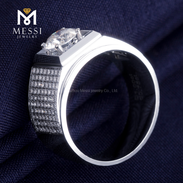 Messi Alahas - Messi Alahas moissanite lalaki singsing 18k puti nga bulawan 1ct 0.227ct/54pcs loose moissanite lalaki singsing para sa mga lalaki Lalaki singsing 14