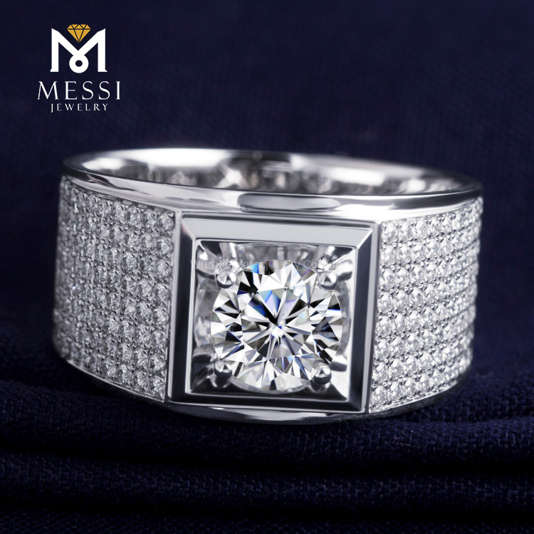 Messi Alahas - Messi Alahas moissanite lalaki singsing 18k puti nga bulawan 1ct 0.227ct/54pcs loose moissanite lalaki singsing para sa mga lalaki Lalaki singsing 12