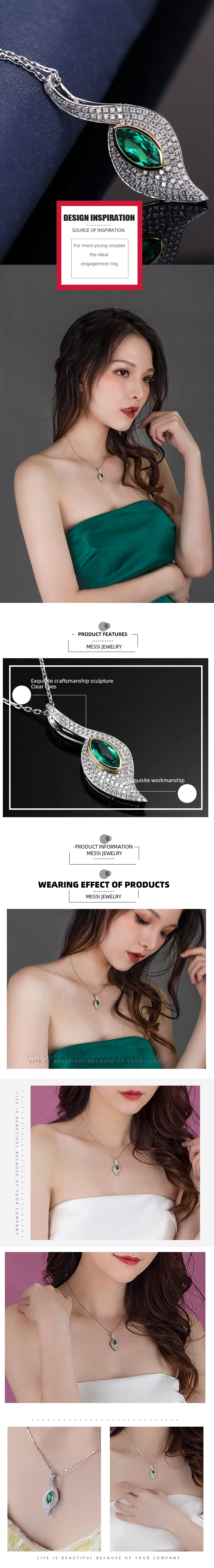 Messi Jewelry | Colar independente de pedra verde, fornecimento direto da fábrica 8