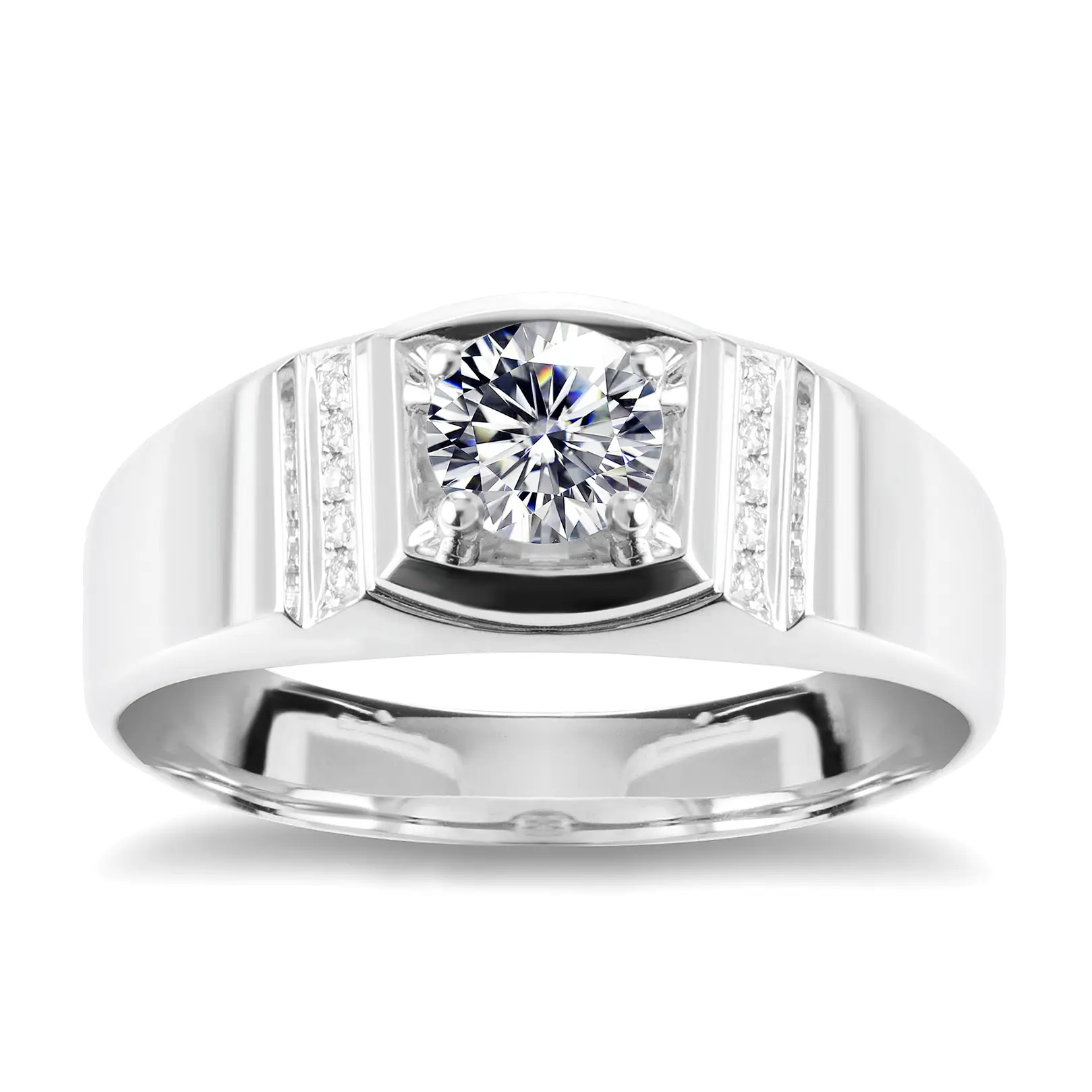 Gioielli Messi - Anelli di gioielli Messi Evita di matrimonio Gioielli in oro bianco in oro bianco regalo semplice uomo Ring Maissanite Ring Anelli da uomo 1