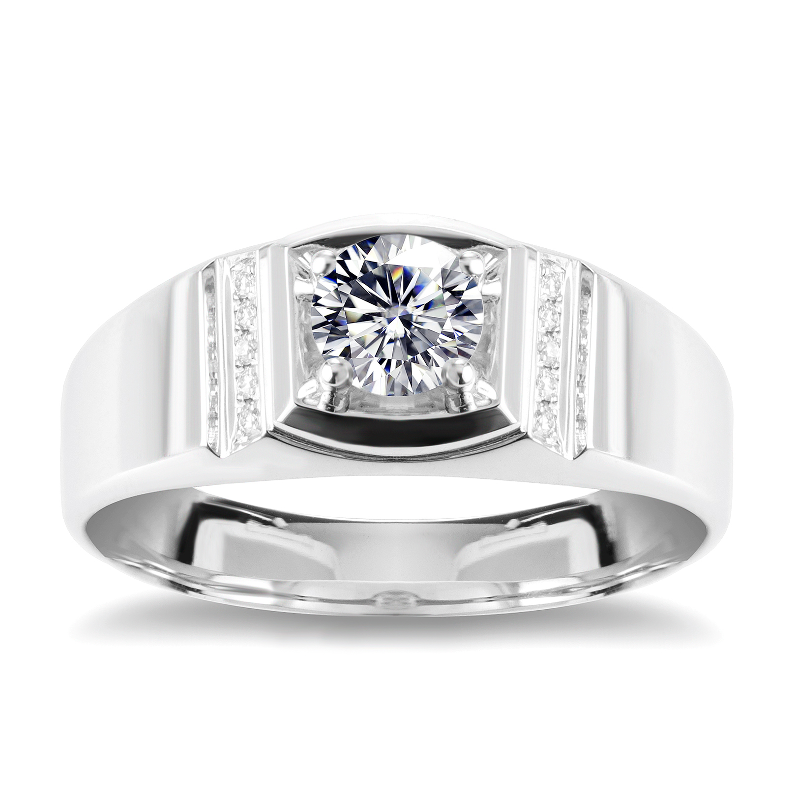 Messi Alahas - Messi alahas Singsing Kasal Alahas 18k puti nga Bulawan Alahas Party Regalo Yano nga Lalaki Moissanite singsing Mga Lalaki Singsing 8