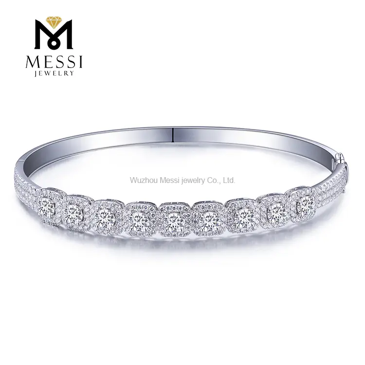 Messi Jewelry - Messi Jewelry New Fashion Design 18K Bracciale in oro massiccio bianco 9k 9pieci 4mm Def Moissanite Woman Bracelets per Braccialetti per feste di nozze 1