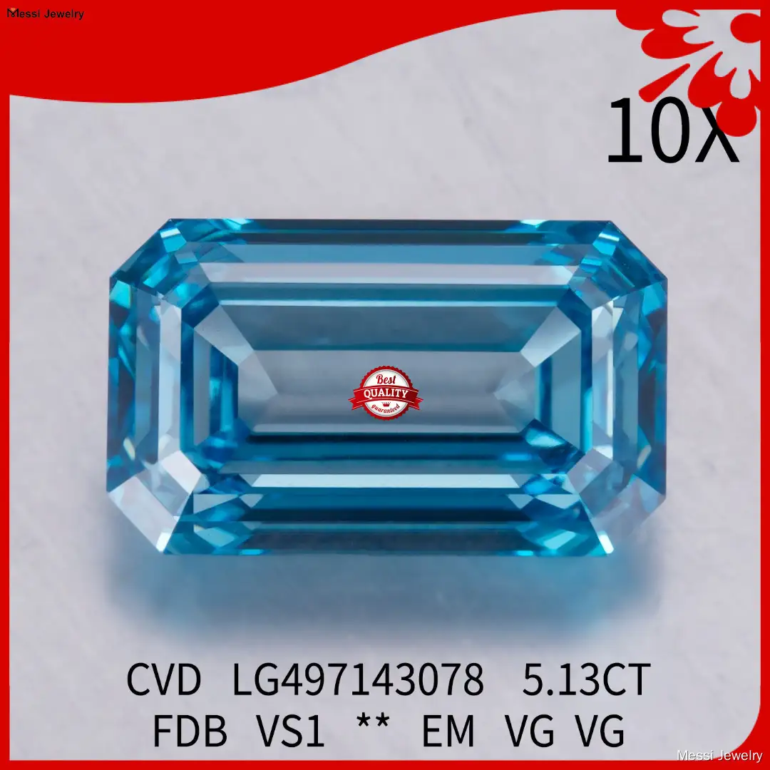 Messi Jewelry | newly lab created diamond emerald cut high safety 1