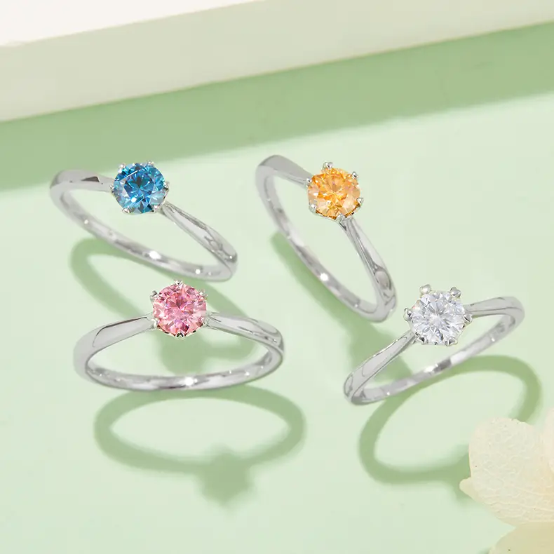 Moissanite Silver Engagement Rings with GRA Certificate 6