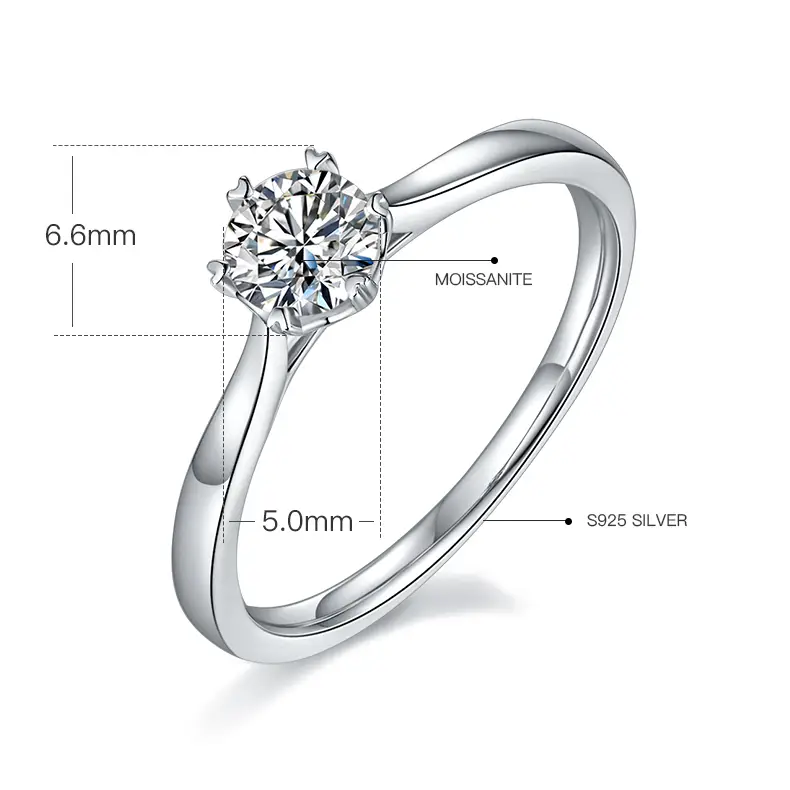 Moissanite Silver Engagement Rings with GRA Certificate 2