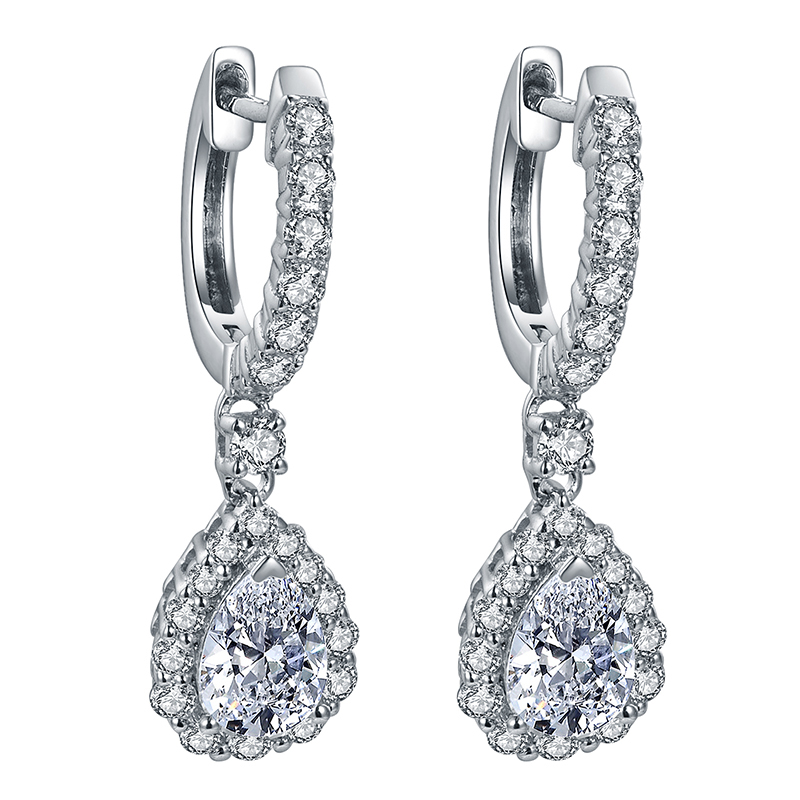 Messi Jewelry - Messi Jewelry Pear Cut DEF color moissanite woman fashion jewelry 18k white gold diamond drop earrings Earrings 8