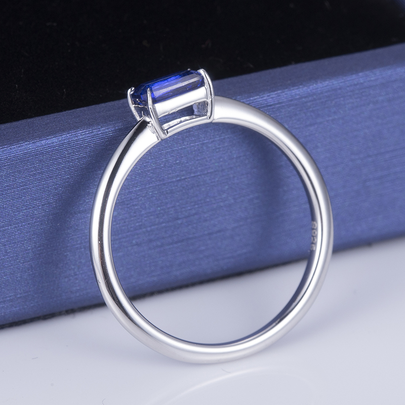 Messi Jewelry - MS-646 Octangon Cut Lab Grown Sapphire Customized 925 Silver Solitary Ring Custom Jewelry 9