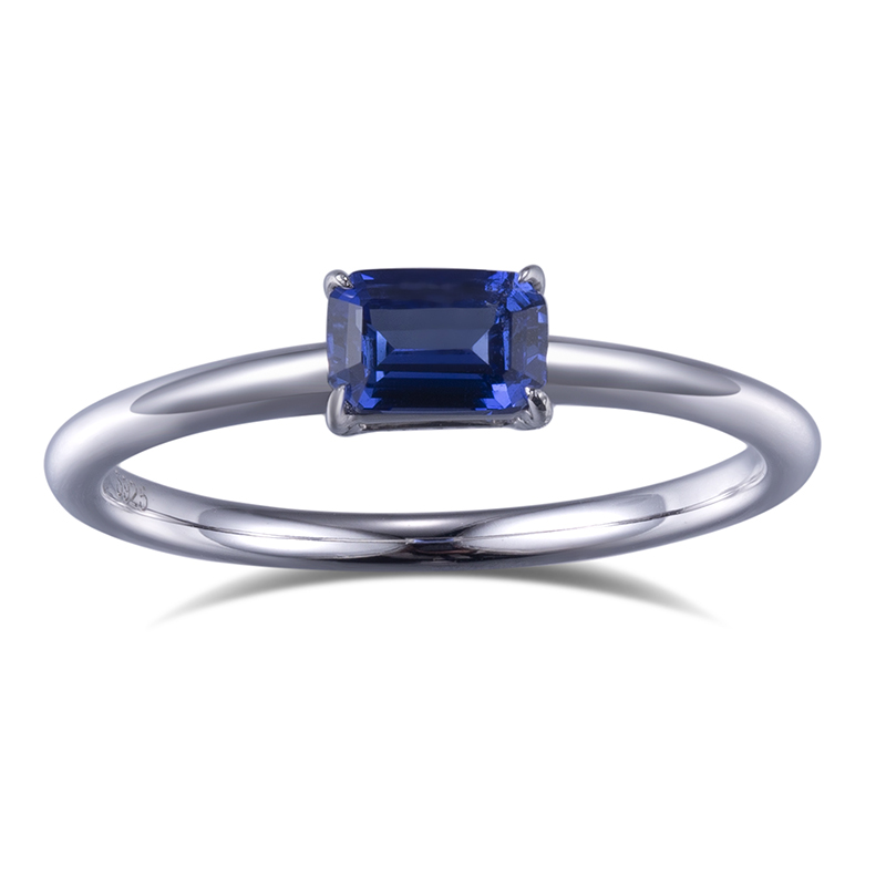 Messi Jewelry - MS-646 Octangon Cut Lab Grown Sapphire Customized 925 Silver Solitary Ring Custom Jewelry 8