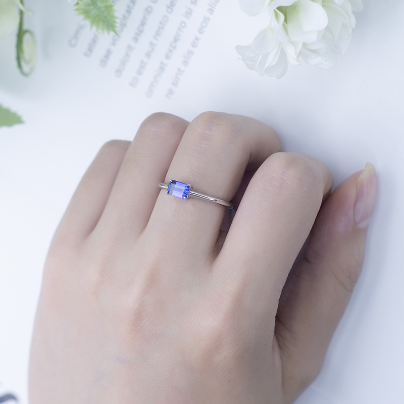 Messi Jewelry - MS-646 Octangon Cut Lab Grown Sapphire Customized 925 Silver Solitary Ring Custom Jewelry 12