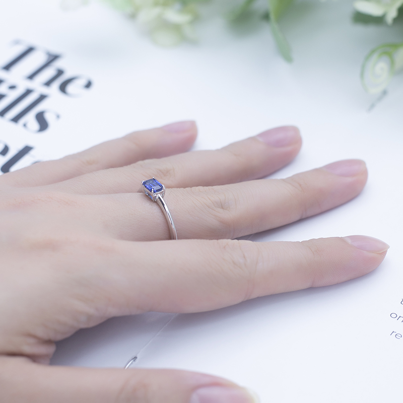 Messi Jewelry - MS-646 Octangon Cut Lab Grown Sapphire Customized 925 Silver Solitary Ring Custom Jewelry 13